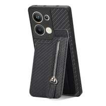 For OPPO Reno9 Pro+ Carbon Fiber Vertical Flip Zipper Phone Case(Black)