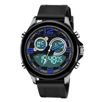 SANDA 793 large Dial Tide Watch Student Fashion Trend Multi Function Double Glow Waterproof Electronic Watch(Blue)