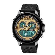 SANDA 793 large Dial Tide Watch Student Fashion Trend Multi Function Double Glow Waterproof Electronic Watch(Gold)