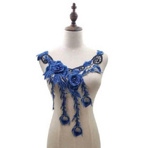 Lace Embroidery Collar Flower Three-dimensional Jollow Color Collar DIY Clothing Lace Accessories(Dark Blue)