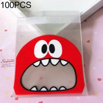 100 PCS Cute Big Teech Mouth Monster Plastic Bag Wedding Birthday Cookie Candy Gift OPP Packaging Bags, Gift Bag Size:7x7cm(Red)