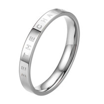 3 PCS Fashion Simple Narrow BE THECHANGE Ring Electroplated 18k Titanium Steel Couple Ring, Size: 9 US Size(Silver)