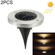 2 PCS 16 LEDs Solar Powered Buried Light Under Ground Lamp IP65 Waterproof Outdoor Garden Street Light (Warm White)