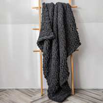 Handmade Thick Wool Knitted Blanket Sofa Chenille Stick Knitted Blanket, Size: 80 x 100 CM(Dark Gray)
