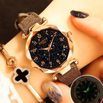 XIAOYA Fashion Women Star Sky Dial PU Leather Belt Quartz Wrist Watches(Grey)