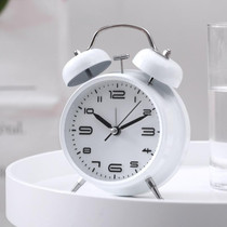 3304T Bedroom Bedside Multifunctional Bell Metal Alarm Clock With Night Light(White)