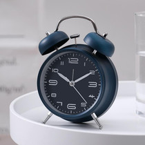 3304T Bedroom Bedside Multifunctional Bell Metal Alarm Clock With Night Light(Navy Blue)