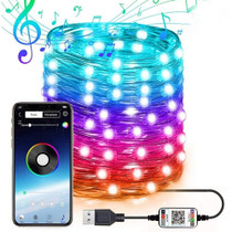 RGB USB  LED Copper Wire Light String Holiday Decoration Light String Bluetooth Mobile APP Control, Length:10m 100 LED