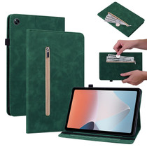 For OPPO Pad Air Skin Feel Solid Color Zipper Leather Tablet Case(Green)