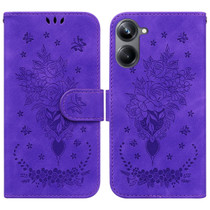 For Realme 10 Pro 5G Butterfly Rose Embossed Leather Phone Case(Purple)