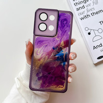 For OPPO Reno8 Oil Painting Electroplating TPU Phone Case(Purple)