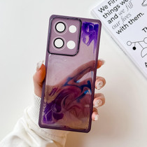 For OPPO Reno9 Pro Oil Painting Electroplating TPU Phone Case(Purple)