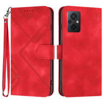 For Xiaomi Poco M5 Line Pattern Skin Feel Leather Phone Case(Red)