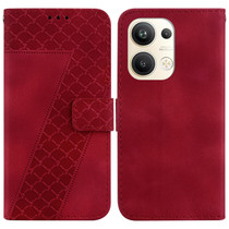 For OPPO Reno9 Pro+ 7-shaped Embossed Leather Phone Case(Red)