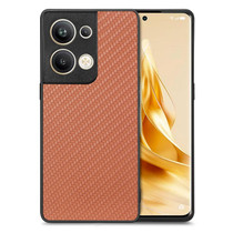For OPPO Reno9 Pro+ Carbon Fiber Texture Leather Back Cover Phone Case(Brown)