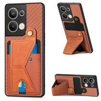 For OPPO Reno9 Pro+ Carbon Fiber Wallet Flip Card K-shaped Holder Phone Case(Brown)