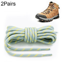 2 Pairs Round High Density Weaving Shoe Laces Outdoor Hiking Slip Rope Sneakers Boot Shoelace, Length:140cm(Light Gray-Yellow)