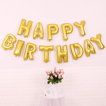 2 PCS 16 Inch Happy Birthday Letter Aluminum Film Balloon Birthday Party Decoration Specification(Classic Golden)