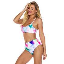 2 in 1 Polyester Tie-dye Adjustable Sling Bikini Ladies Split Swimsuit Set with Chest Pad (Color:Colorful Size:S)