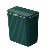 9L Kitchen Hanging Waste Bin with Lid Sliding Cover Under Sink Trash Can(Green)