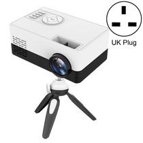 J15 1920 x 1080P HD Household Mini LED Projector with Tripod Mount Support AV / HDMI x 1 / USB x1 / TF x 1, Plug Type:UK Plug(Black White)