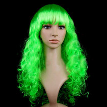 Colorful Wild-Curl Up Party Headwear Wavy Long PET Wigs For Female(Green)