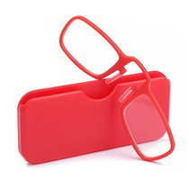 2 PCS TR90 Pince-nez Reading Glasses Presbyopic Glasses with Portable Box, Degree:+2.00D(Red)