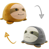 15cm Flipped Doll Double-Sided Expression Flipped Animal Cartoon Doll Plush Toy(Orange Ash Sloth)