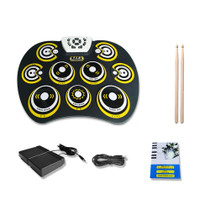 Silicone Folding Portable Hand-Rolled Drum DTX Game Strike Board(G800 Yellow)