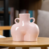 XQY-01 Home Ceramic Vase Decoration Crafts Ornaments Simulation Body Art Dried Flower Vase,Size: Samll (Bright Pink)