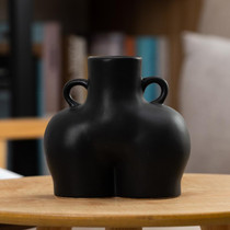 XQY-01 Home Ceramic Vase Decoration Crafts Ornaments Simulation Body Art Dried Flower Vase,Size: Small (Matte Black)