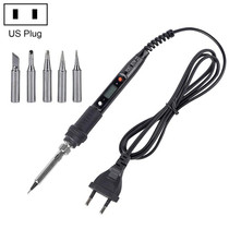 Metallic LCD Temperature Regulating Soldering Iron And Soldering Iron Tip Set Electric Soldering Iron Welding Tool(110V US Plug Silver Head Black)