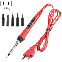 Metallic LCD Temperature Regulating Soldering Iron And Soldering Iron Tip Set Electric Soldering Iron Welding Tool( 110V US Plug Black Head Red)