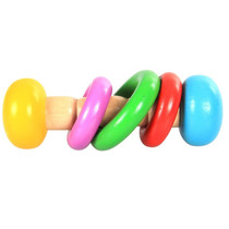 Baby Wooden Rattle Bell Toys Infant Handbell Rattles Kids Musical Instrument Educational Toy Funny Newborns Handle Bells Toys(Three rings)