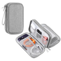 HAWEEL Electronic Organizer Double Layers Storage Bag for Cables, Charger, Power Bank, Phones, Earphones (Grey)