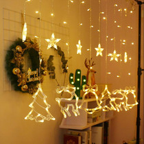 LED Curtain Lights Christmas Decoration Bell And Deer String Lights, Power Supply:USB & Battery Box(Warm White Light)