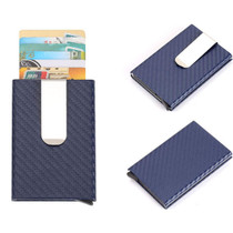 Carbon Fiber Antimagnetic Solid Color Credit Card Holder Money Clip Wallet, Size: 10*6.6cm(Blue)