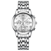 FNGEEN 4006 Ladies Quartz Watch Fashion Luminous Date Display Watch(White Steel White Surface)