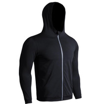 SIGETU Men Sport Hooded Zipper Coat (Color:Black Size:XXL)