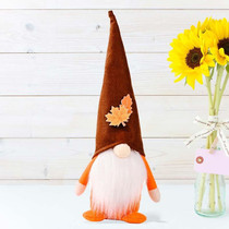Pumpkin Maple Leaf No Face Standing Doll Decoration Shopping Mall Home Thanksgiving Halloween Decoration(Brown Hat)