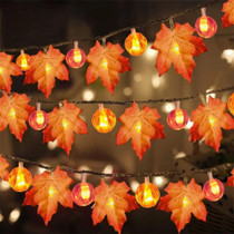 6m 40 LEDs Maple Pumpkin Lantern String Lights Halloween Thanksgiving Garden Party Room Decoration Lights(Warm Light)