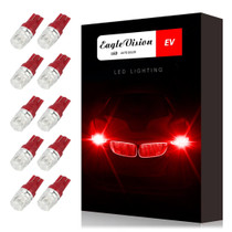 10 PCS T10 2W 100LM IP67 LEDs Bulbs Prismatic Shape Car Lens Decoder Mini Lamps DC 12V, with 2LEDs SMD-5730 Lamps (Red Light)