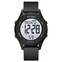 SKMEI 1758 Multifunctional LED Digital Display Luminous Silicone Strap Electronic Watch(Black White)