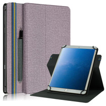 For 10 inch Cloth Texture 360 Rotation Horizontal Flip Universal Tablet PC Leather Case with Pen Slot(Purple)