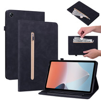 For OPPO Pad Air Skin Feel Solid Color Zipper Leather Tablet Case(Black)