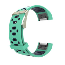 For Fitbit Charge 2 Two-tone Round Hole Silicone  Watch Band with Buckle(Green + Blue)