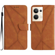 For OPPO Reno9 Pro+ Stitching Embossed Leather Phone Case(Brown)