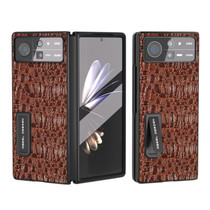 For Xiaomi Mix Fold 2 ABEEL Integrated Genuine Leather Sky Series Phone Case with Holder(Brown)
