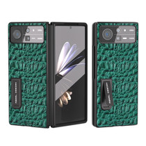 For Xiaomi Mix Fold 2 ABEEL Integrated Genuine Leather Sky Series Phone Case with Holder(Green)