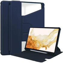 For Samsung Galaxy Tab S9 360 Rotation Transparent Smart Leather Case(Dark Blue)